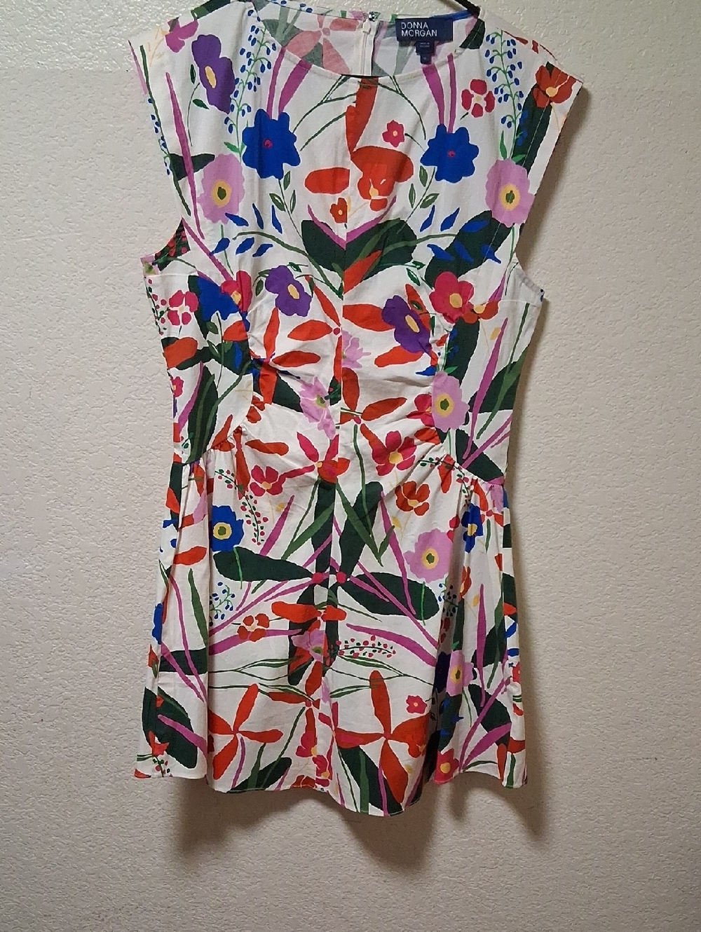 Donna Morgan White Floral Sleeveless Fit & Flare Tunic with Multicolor Blooms